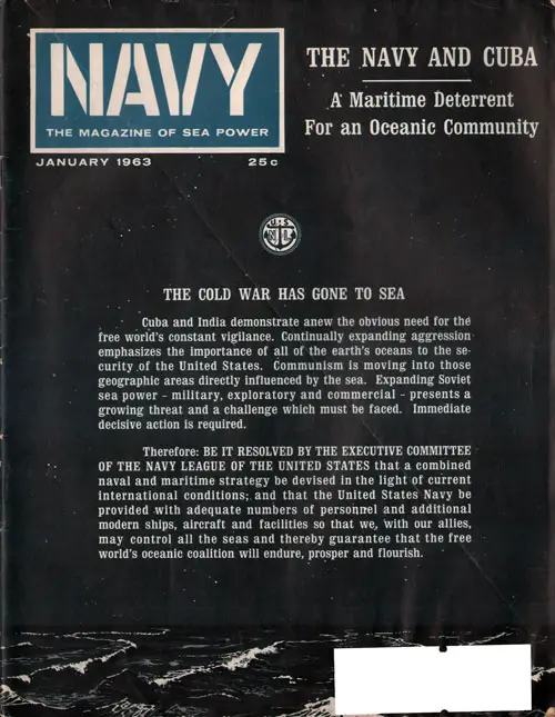 Front Cover, Navy: The Magazine of Sea Power. Vol. 6, No. 1, January 1963.