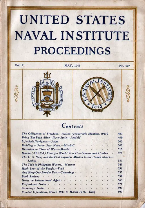 May 1945 Issue of United States Naval Institute Proceedings