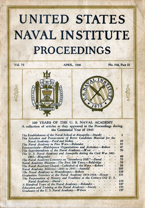 April 1946 (Part II) Proceedings Magazine: United States Naval Institute (Naval Academy Special Issue) 