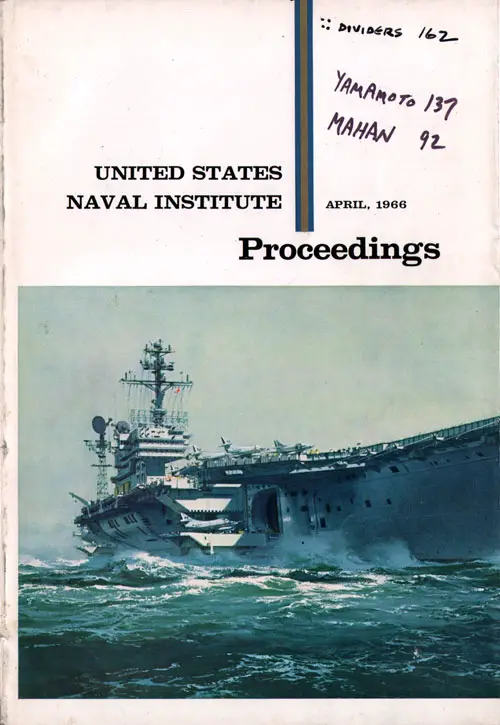 Front Cover, US Naval Institute Proceedings Magazine, Volume 92, Number 4, Whole No. 758, April 1966.