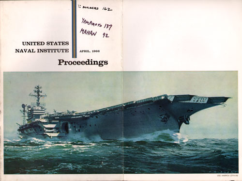 Expanded Front Cover, US Naval Institute Proceedings Magazine, Volume 92, Number 4, Whole No. 758, April 1966.
