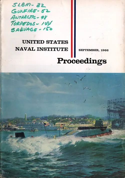 Front Cover, US Naval Institute Proceedings Magazine, Volume 92, Number 9, Whole No. 763, September 1966.