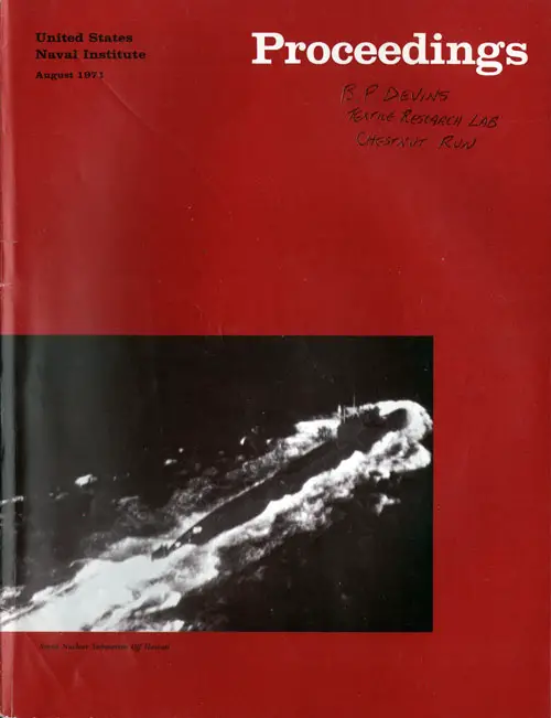 Front Cover, U. S. Naval Institute Proceedings, Volume 97/8/822, August 1971.