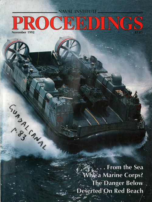 Front Cover, U.S. Naval Institute Proceedings, Volume 118/11/1,077, November 1992.