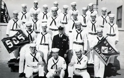 Group Photo of Company 65-505 Commander R. L. Snow, MMC, and Petty Officers, 26 November 1965