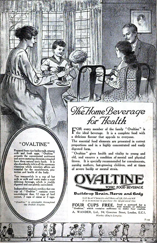 Ovaltine - The Home Beverage for Health - 1918 Ad