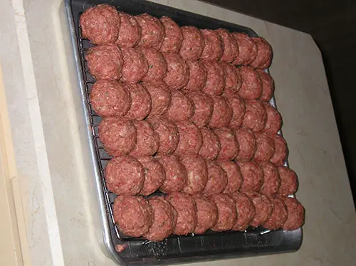 Swedish Meatballs on a Baking Sheet Ready for the Oven.