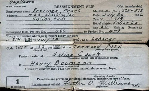 1936-07-30 Reassignment Slip - WPA Form 402