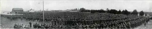 Troops on review ground listening to address by Governor Lowden