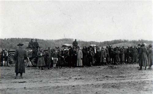 Wagon train bringing up ammunition and supplies for rifle range