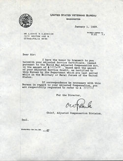 Adjusted Service Certificate