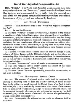 World War Adjusted Compensation Act (As Amended) 