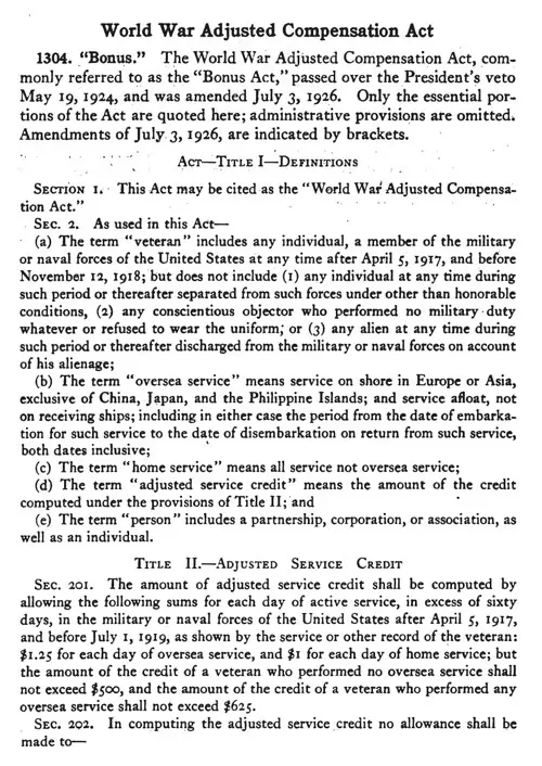 World War Adjusted Compensation Act