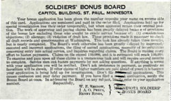 Receipt of Soldiers' Bonus Application by the Soldiers' Bonus Board