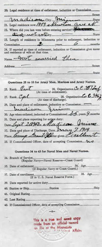 Minnesota Soldiers Bonus Application Page 1