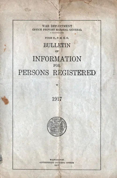 Bulletin of Information for Persons Registered for the Draft 
