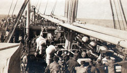 Soldiers on the deck of Steamships during World War One