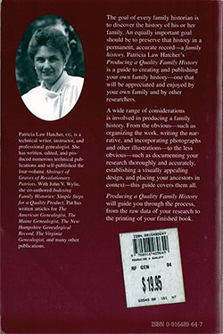 Back Cover - Producing a Quality Family History