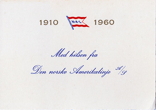 With Thanks from The Norwegian America Line