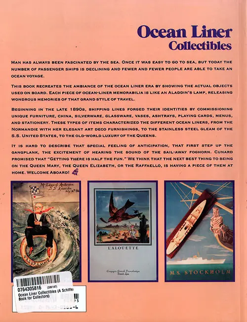 Back Cover - Ocean Liner Collectibles with Price Guide