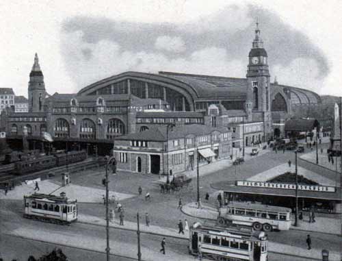 Railroad Terminal in Hamburg—Gateway to the Romance and Beauty of Interior Germany.