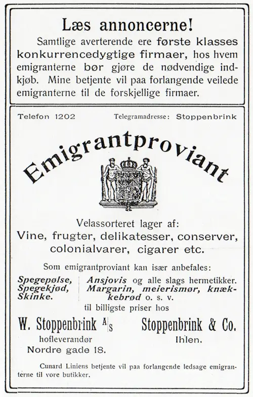 Advertisement: Emigrantproviant (Emigrant Ship)