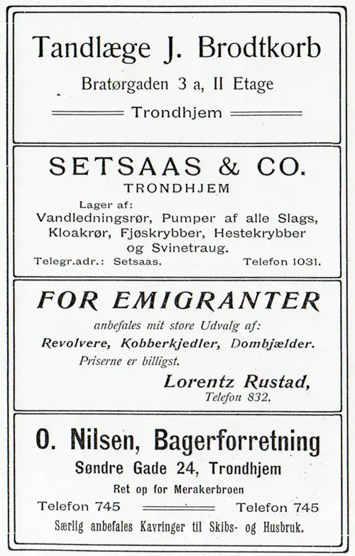 Banner Sized Advertisements for the Norwegian Emigrant