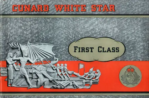 Front Cover, Cunard White Star First Class to Europe, 1949.