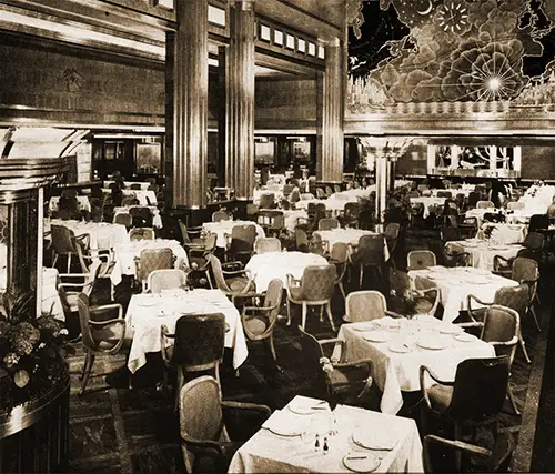 First Class Restaurant on the RMS Queen Mary.