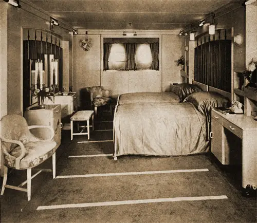 First Class Stateroom on the RMS Queen Elizabeth.