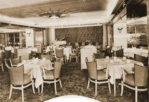 First Class Verandah Café on the RMS Caronia.