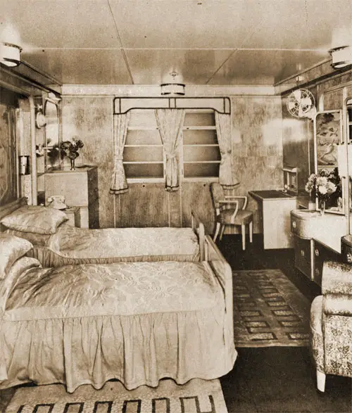 First Class Stateroom on the RMS Caronia.