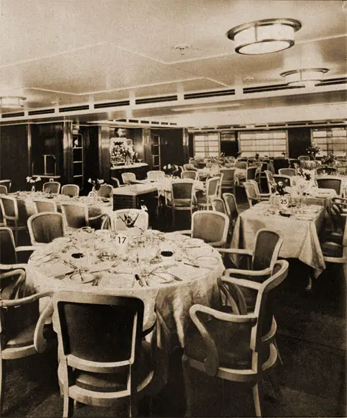 First Class Restaurant on the RMS Parthia.
