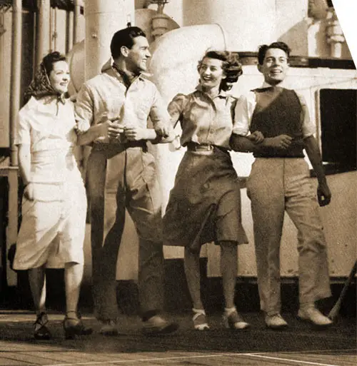 A Group of First Class Passengers Promenading on the Luxury Liners of the Cunard White Star.