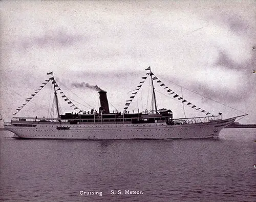 Hamburg-American Line Tourist Steamer SS Meteor Cruising on Scandinavian and Mediterranean Trips.