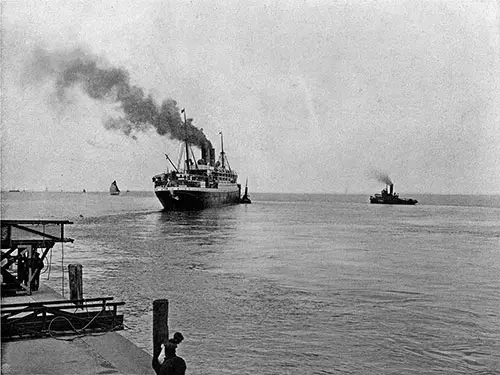 Departure from Cuxhaven of the SS Blücher. Photo 001, Northland Trips Book of Photographs, Hamburg-American Line, 1908.