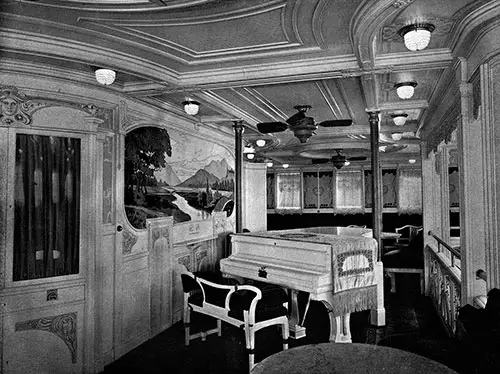 Music Salon on the SS Blücher. Photo 003, Northland Trips Book of Photographs, Hamburg-American Line, 1908.