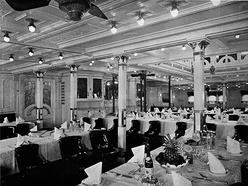 A Dining Salon on the SS Blücher. Photo 005, Northland Trips Book of Photographs, Hamburg-American Line, 1908.