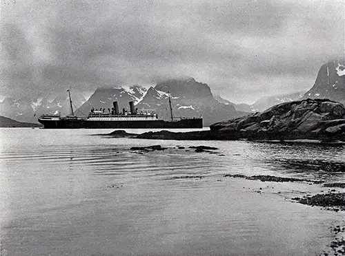 The SS Blücher in Raftsund, Lofoten, Digermulen, Norway. Photo 086, Northland Trips Book of Photographs, Hamburg-American Line, 1908.