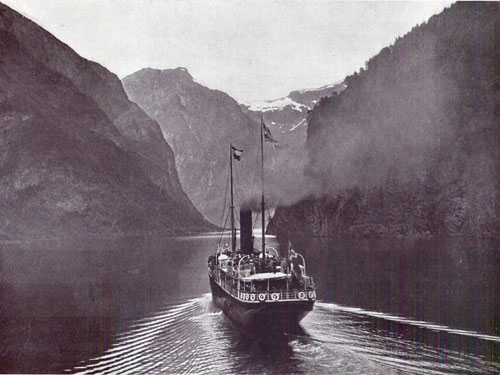 Photo 117: View of a Norwegian Coastal Steamer in the Nærøyfjorden near Gudvangen, Norway. 
