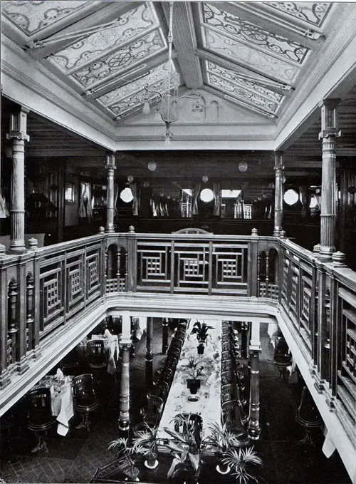 View of the First Class Dining Room Looking Down Through the Light Shaft of the SS Oceana.