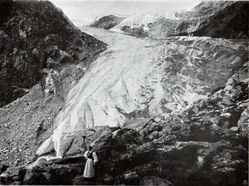 Photo 037: Buarbrae Glacier - View of Woman in Traditional Norwegian Costume (Bunad) in Foreground. 