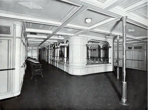 SS Prinzessin Victoria Luise Inner Promenade Space. Photo 014, Northland Trips Book of Photographs, Hamburg-American Line, 1908.