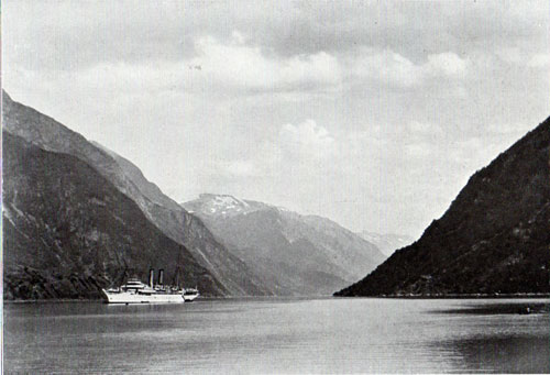 The SS Prinzessin Victoria Luise at Odda Fjord. Photo 027, Northland Trips Book of Photographs, Hamburg-American Line, 1908.