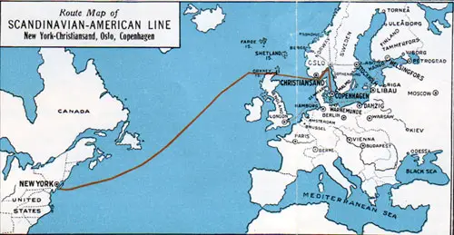 Route Map Denmark to New York