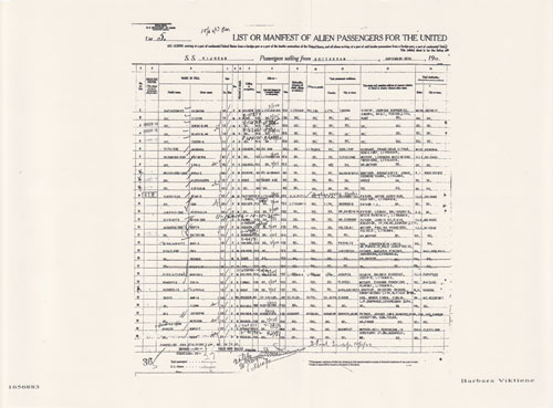 Copy of Passenger Manifest, Page 5, Line 6 (Barbara Vitkiene)