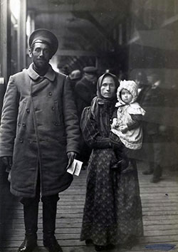 Dutch Immigrant Family Arrving in Steerage. Father, Mother, and Infant.