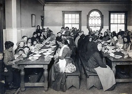 Immigrants Are Served a Meal at Ellis Island