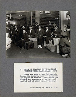 Italian Immigrants in the Railroad Waiting Room at Ellis Island