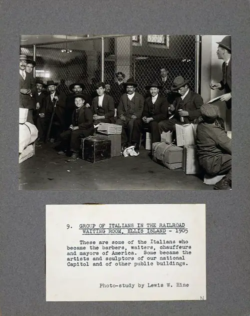 Italian Immigrants in the Railroad Waiting Room at Ellis Island